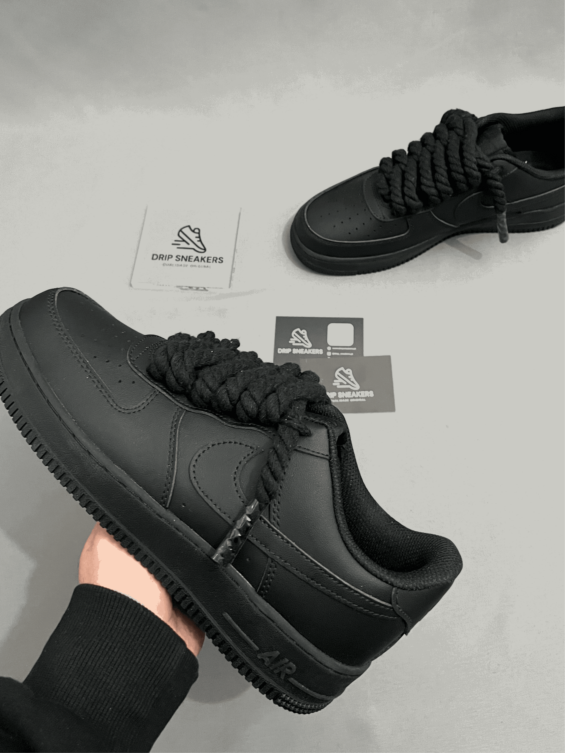 Air Force 1 Rope Laces "Black" - Drip Sneakers